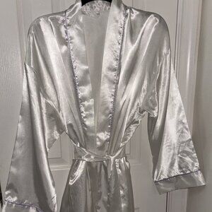 Women’s White Satin Long Robe